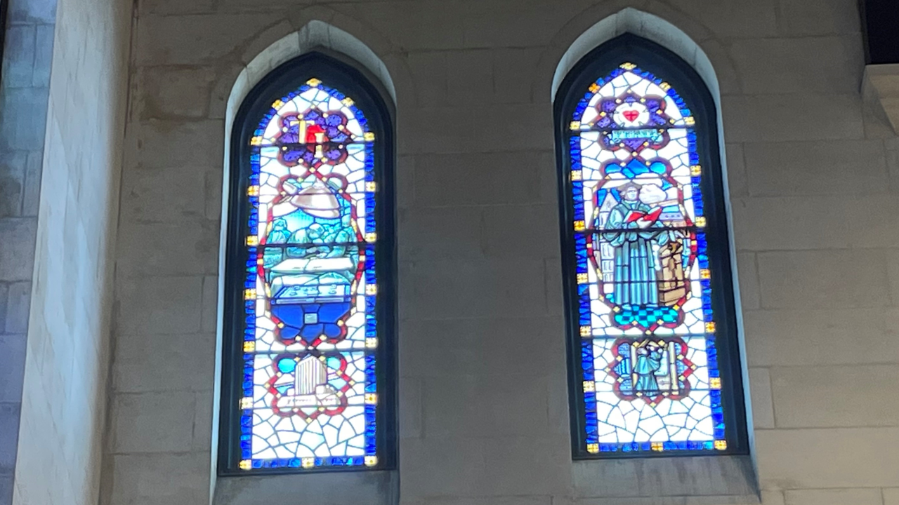 two stained glass windows